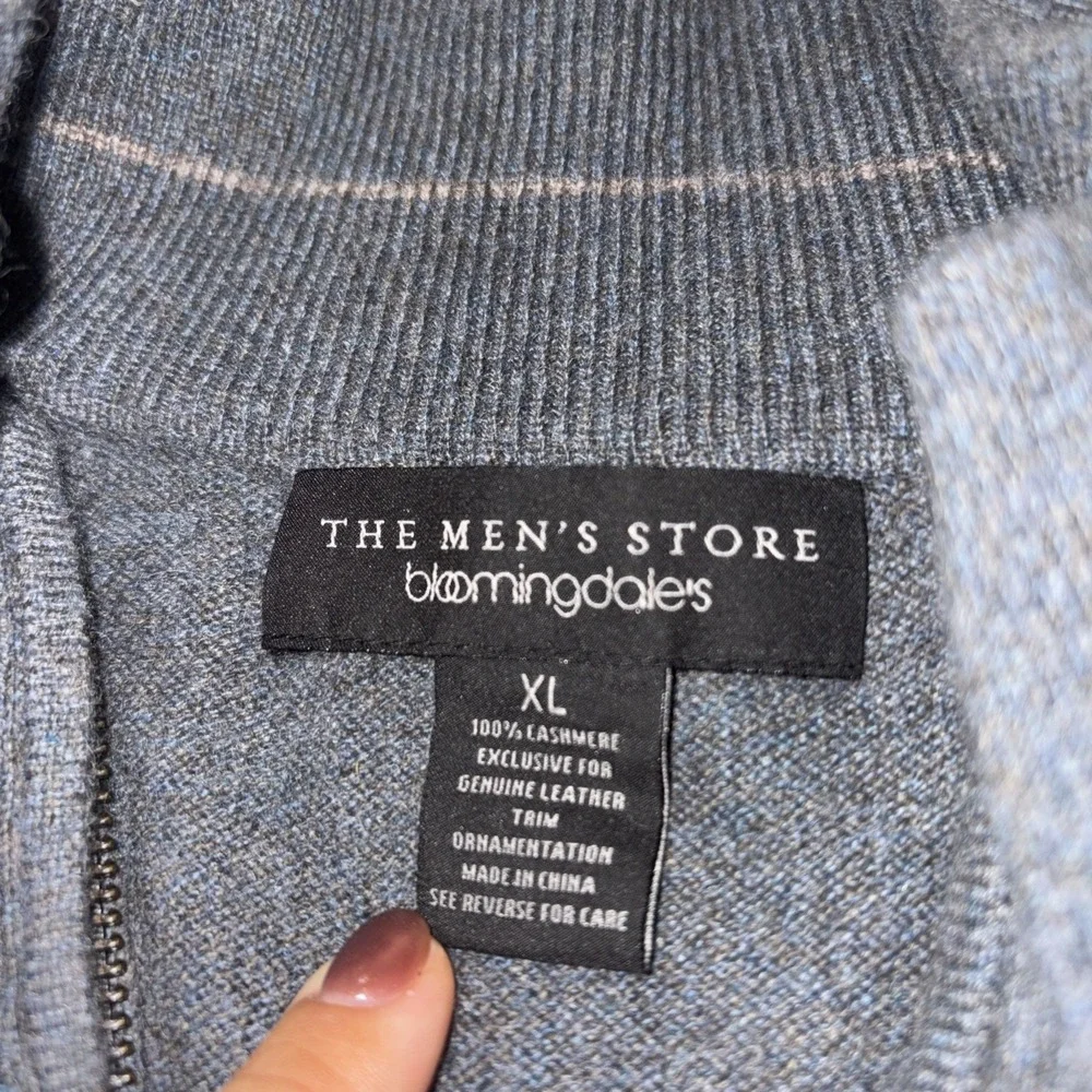 The Men's Store Bloomingdale's Cashmere Sweater‎ 1/4 Zip Men's XL Gray Preppy - Picture 9 of 13